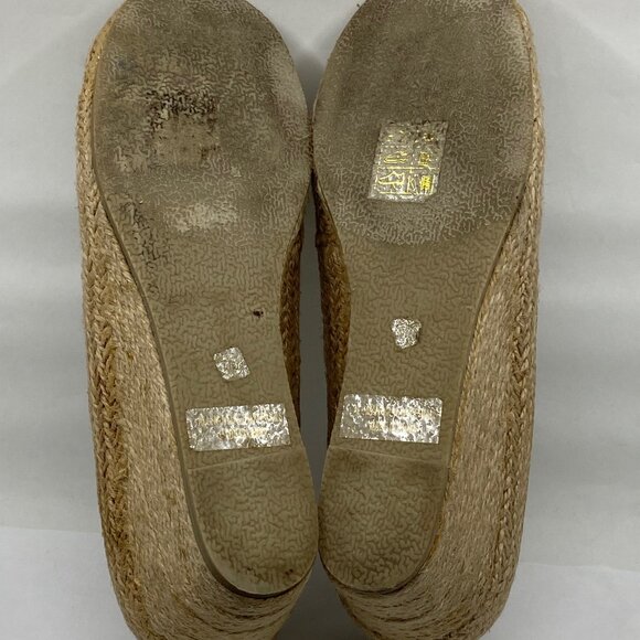 N.Y.L.A. Light Tan Women Size 7.5 Espadrilles Wedges Bow Open Toe Shoes - Picture 10 of 10